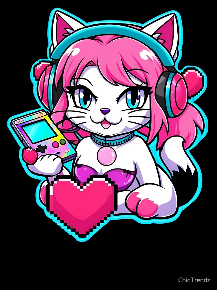 Sassy Vaporwave Cat Gamer Aesthetic by ChicTrendz