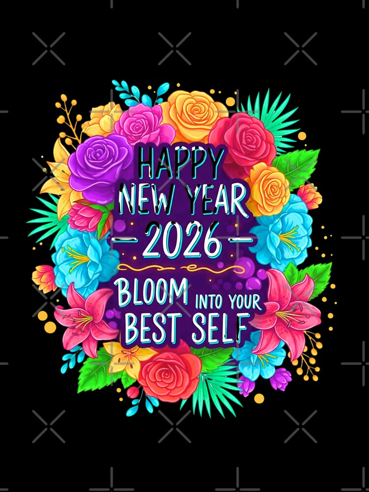 Happy New Year 2026 Bloom Into Your Best Self Floral Art by lojadpop