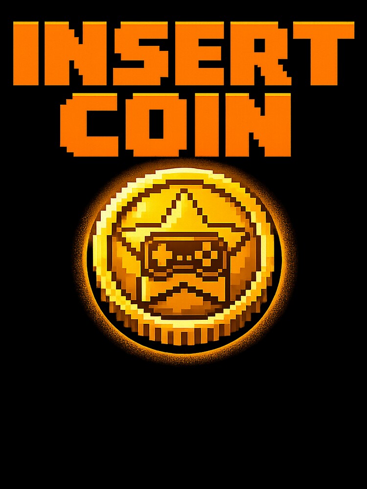 Insert Coin - Retro Arcade Gaming T-Shirt Design by PixelThumbPrint