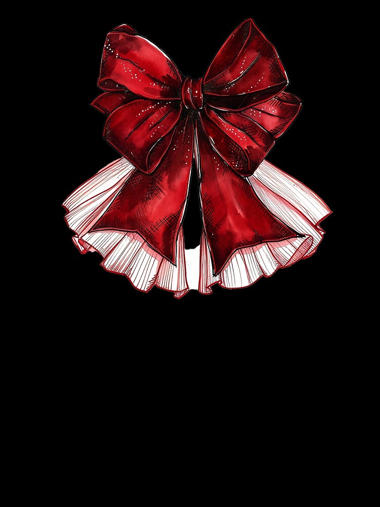 Coquette Balletcore Red Velvet Ribbon Illustration by IdolinkEmporium