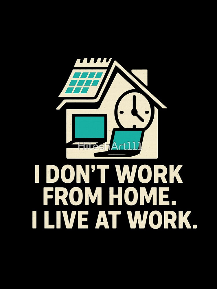 I Live At Work Funny Quote by HiteshArt111