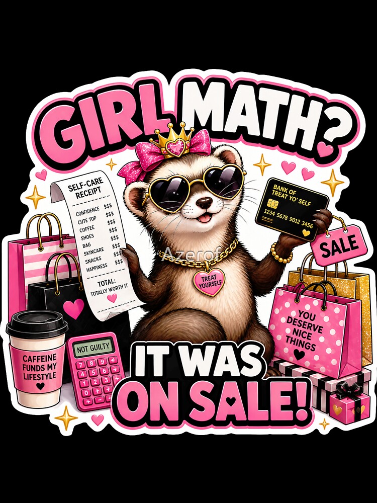 Girl Math? It Was On Sale! - Funny Shopping Ferret Sticker by Azerof
