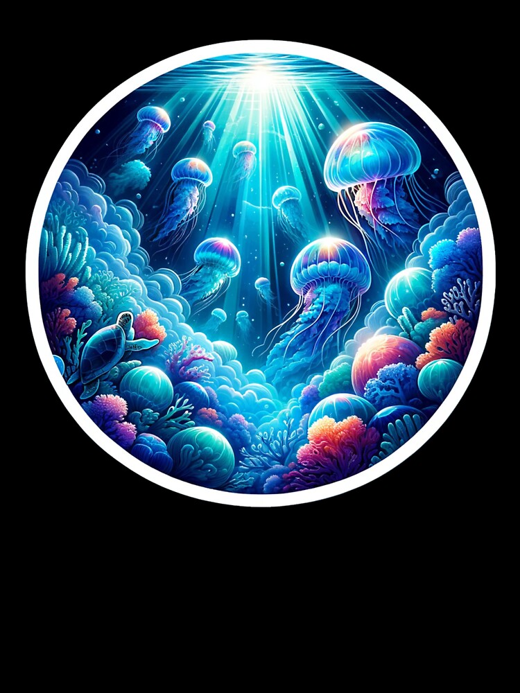 "Enchanting Underwater Marine Life Sticker Design" by ForFamily1120