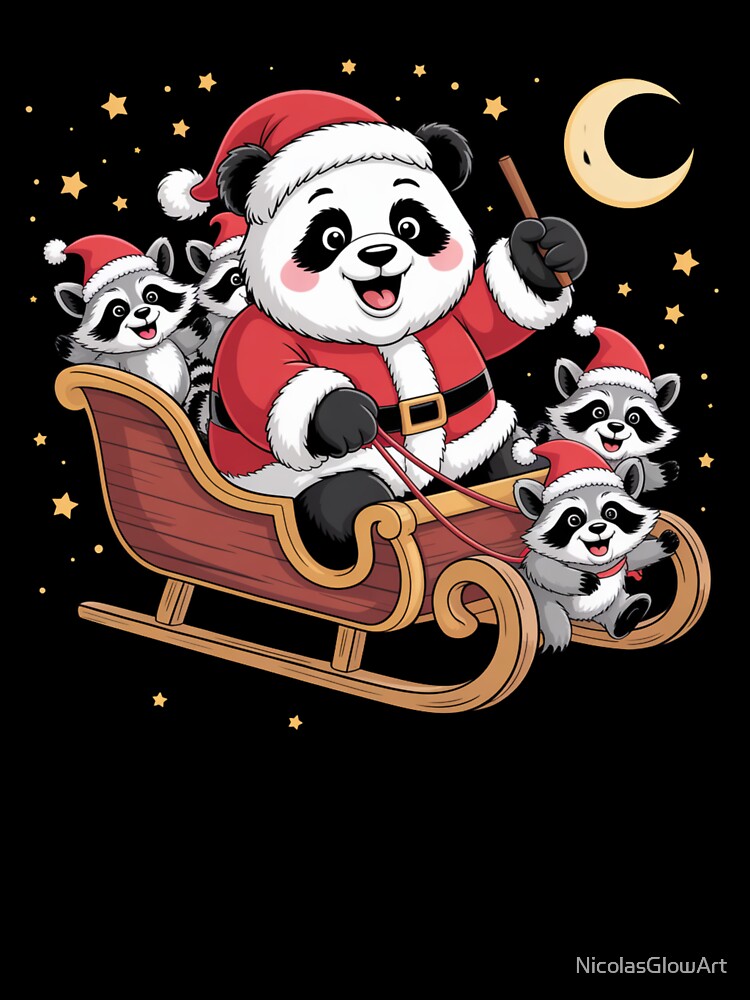 Panda Santa and Raccoons by NicolasGlowArt