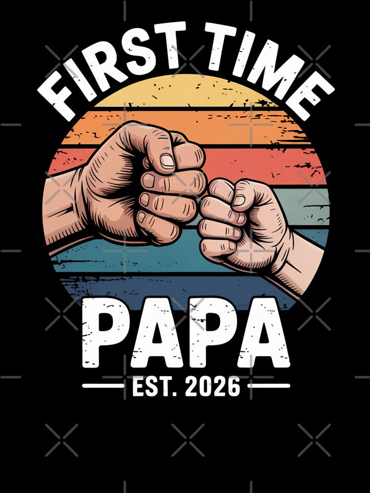 First Time Papa Est 2026 Retro New Papa Announcement Fist Bump by Gogetgiggles