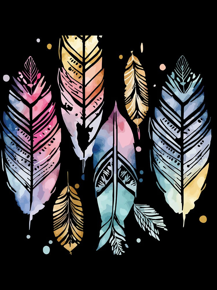 A Delicate Pastel Feathers Watercolor - Boho Chic Patterns by GVRDesign