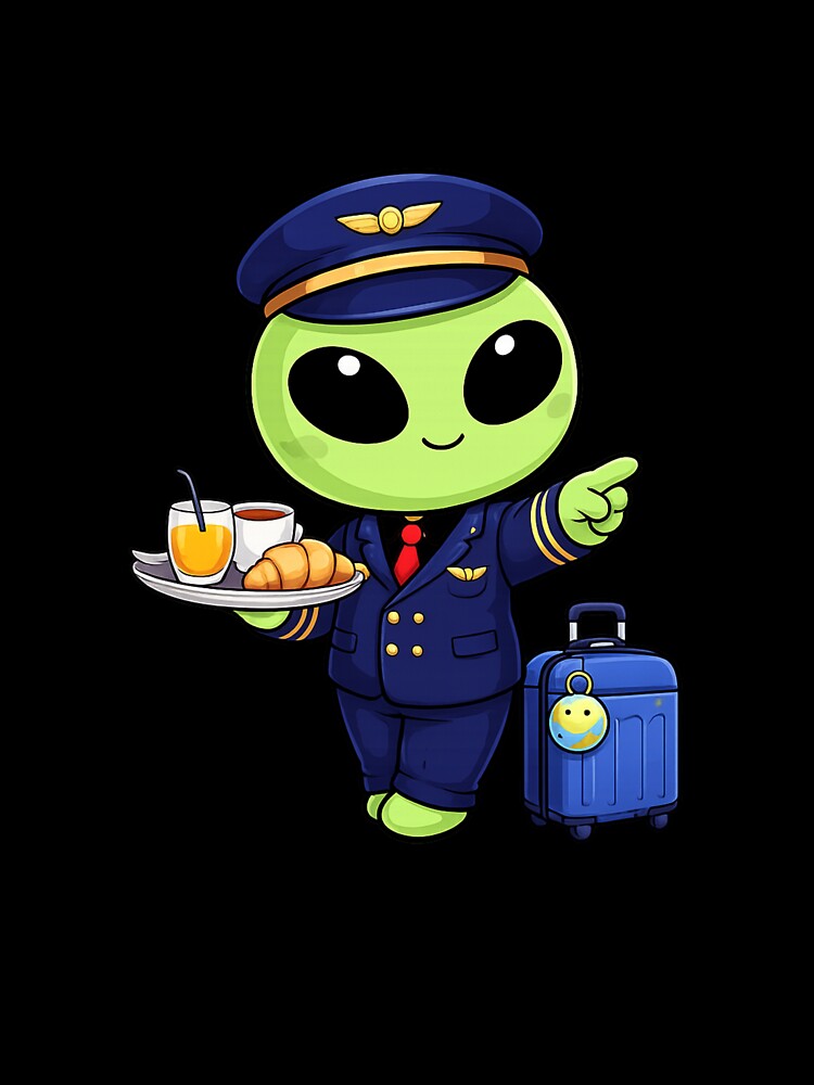 Cute Alien Flight Attendant | Kawaii Travel Steward Design by fedetrev
