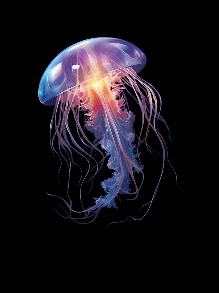 Glowing Jellyfish Swimming in the Deep by stainedglass101