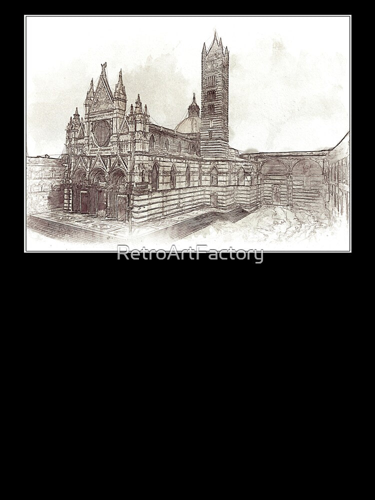 Duomo di Siena - Siena, Italy - Sketch and Wash Style by Retro Art Factory
