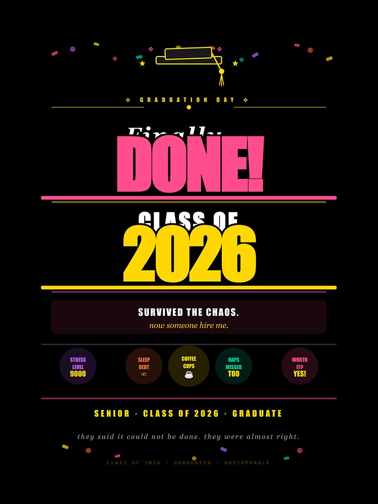 Class Of 2026 Finally Done Funny Senior Graduation Gift by Mega-Shopping
