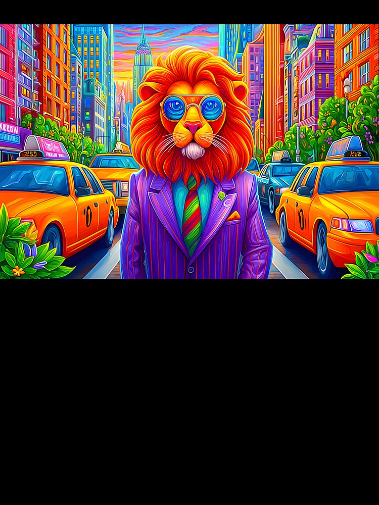 Stylish Lion in a Vibrant Cityscape Setting by Artessie