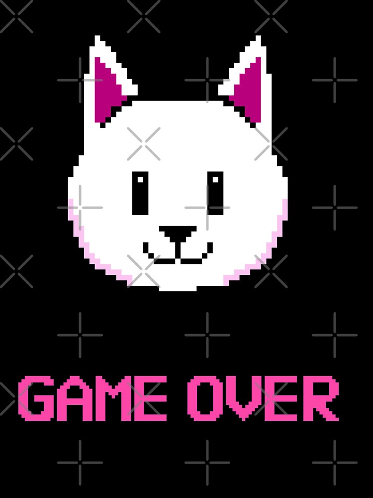 Game Over Retro 8-bit Cat by up4tee