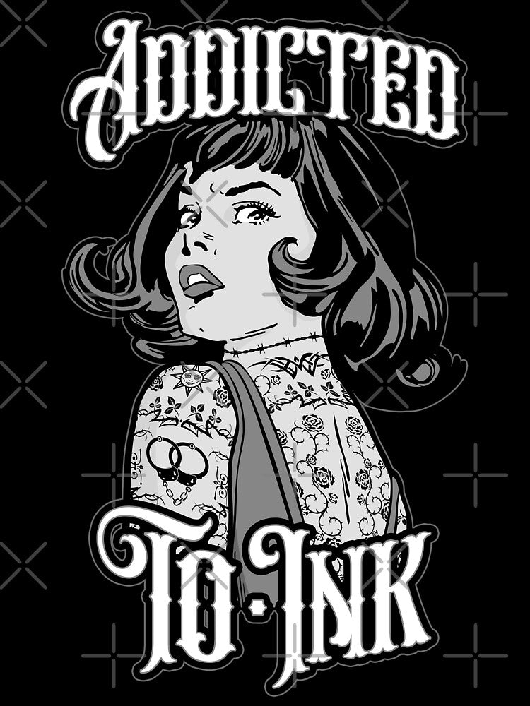 Addicted To Ink Tattooed Girl Retro Vintage Tattoo Pop Art by GrandeDuc
