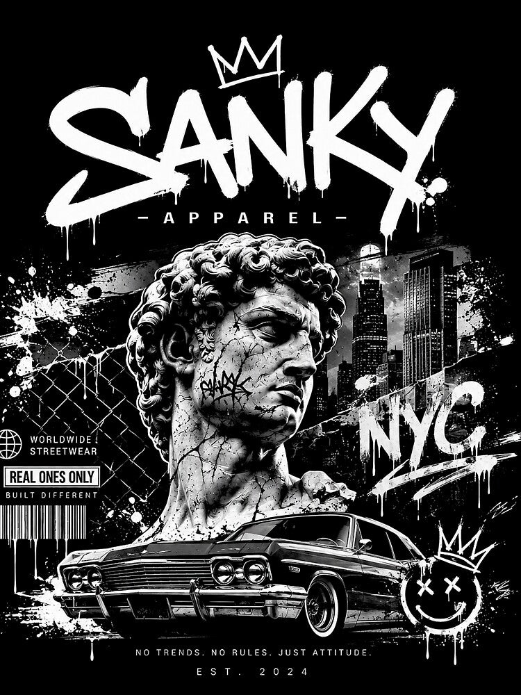 SANKY APPERAL Streetwear Graffiti Statue – Urban Art Graphic by Sanky-Apparel