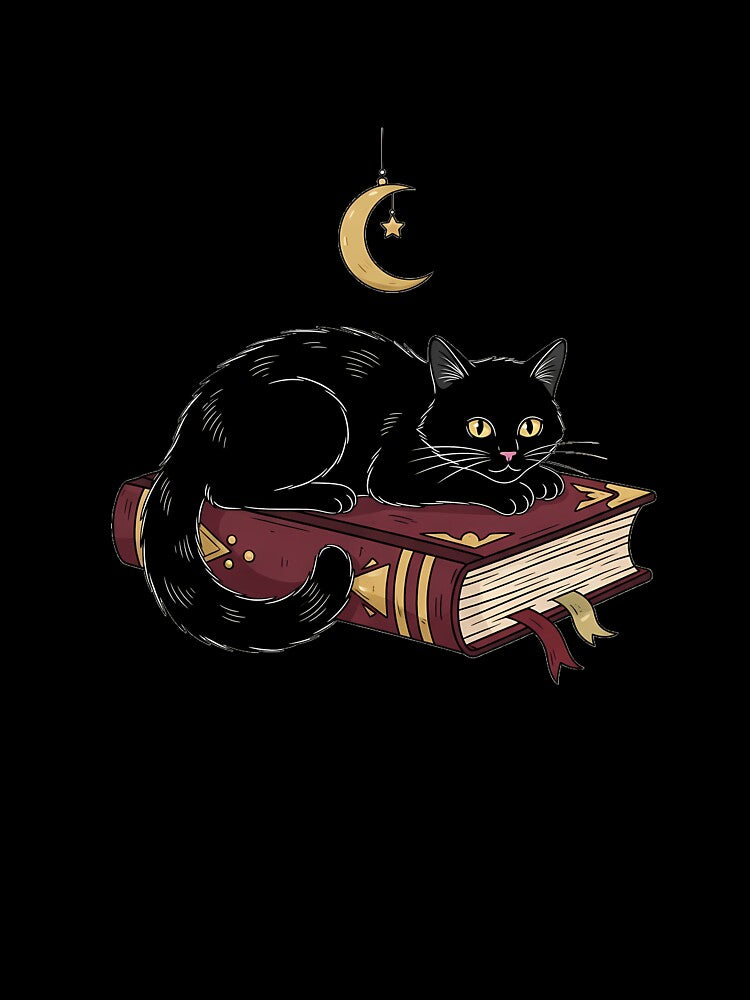 Bookish Black Cat Moon by IllumeInk