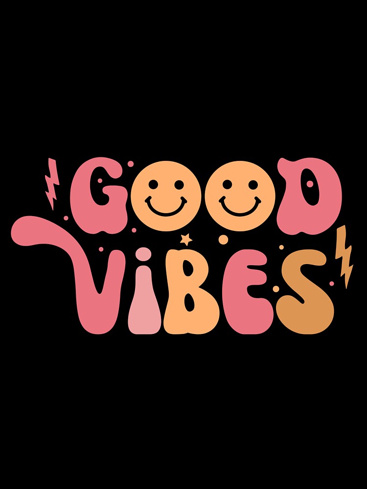 Good Vibes Smile Retro Groovy Colorful Block Letter Design by redbubbleart18