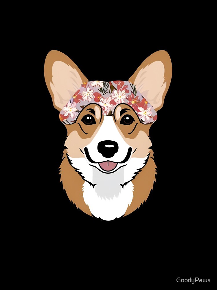 Floral Silhouette of a Welsh Corgi Pembroke by GoodyPaws