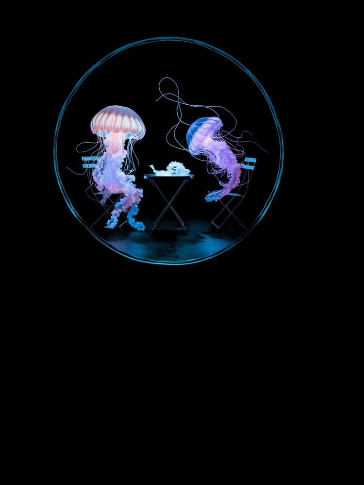Bioluminescent Jellyfish Dining in the Dark by Golden-flower22