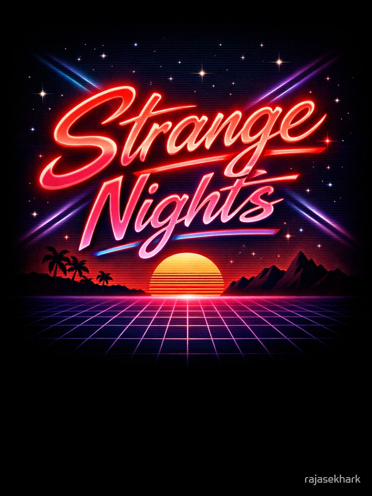 Strange Nights Retro VHS Neon Synthwave T-Shirt by rajasekhark