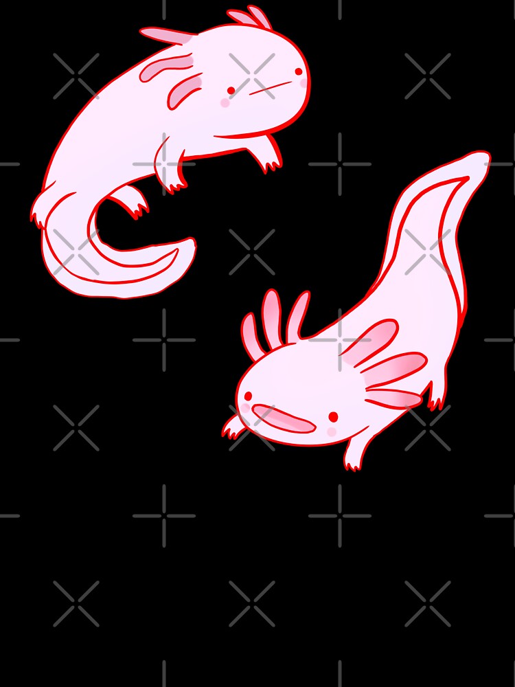 Pink axolotls drawing by Mayarart