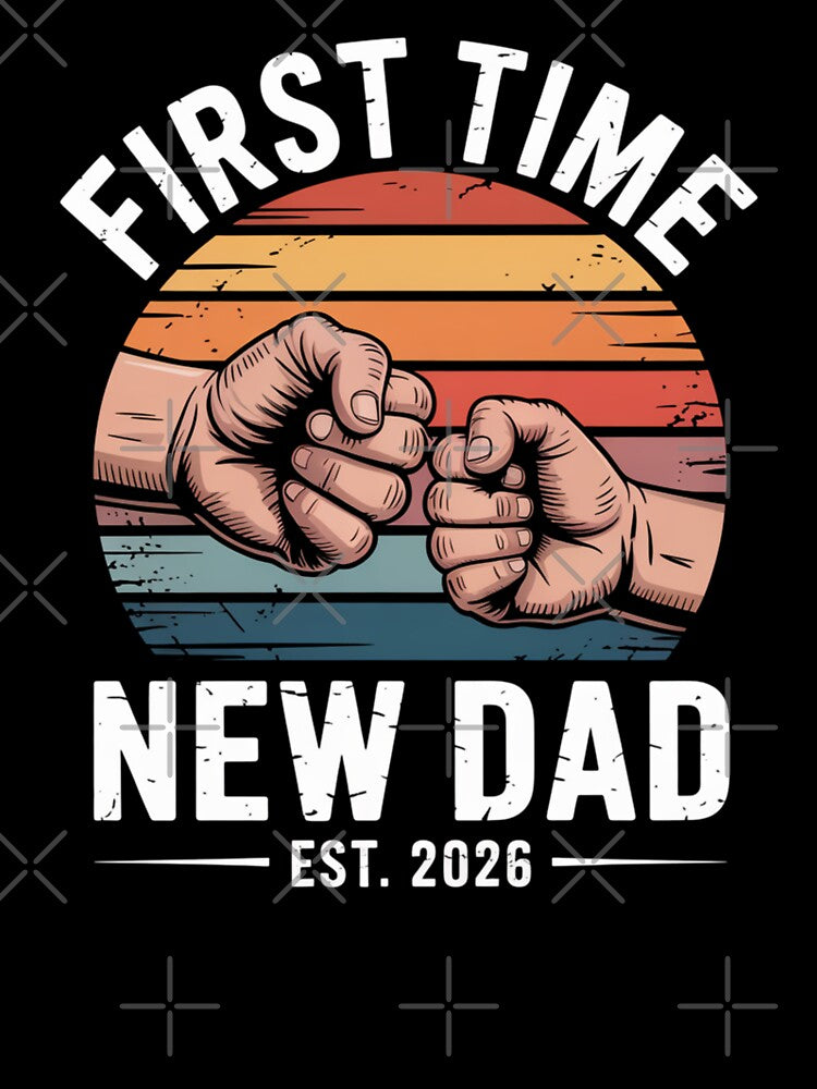 First Time New Dad Est 2026 Retro Fist Bump Fatherhood Announcement by Gogetgiggles