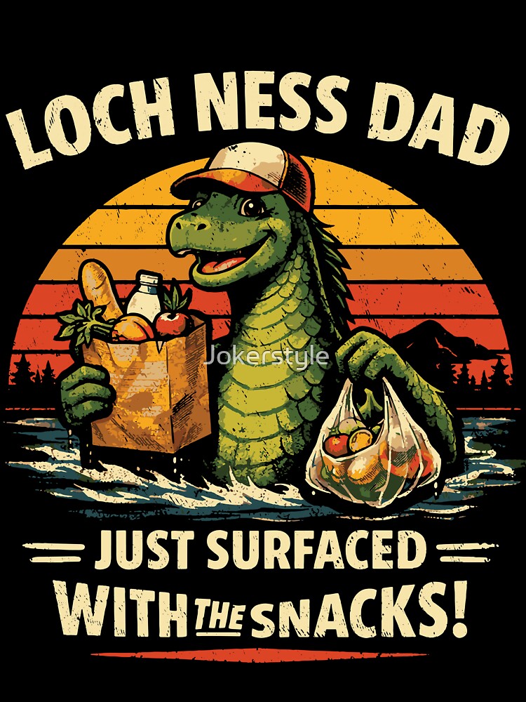 Loch Ness Dad Retro Sunset – Just Surfaced With the Snacks by Jokerstyle