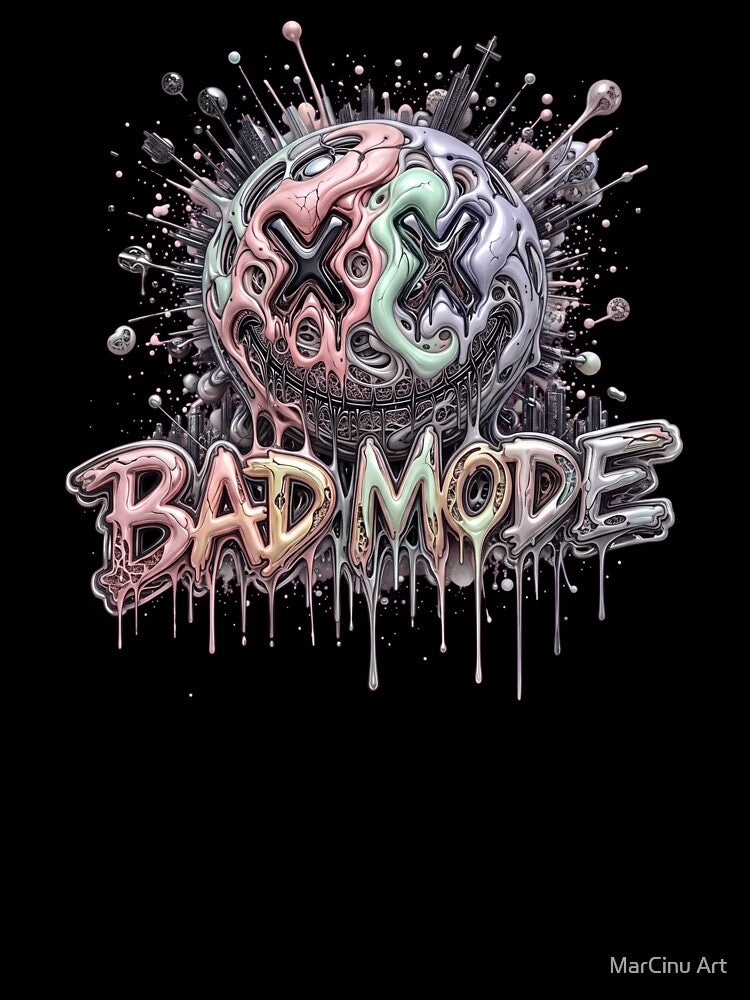 Bad Mode Melting Pink Grunge Smiley Liquid Art by MarCinu Art
