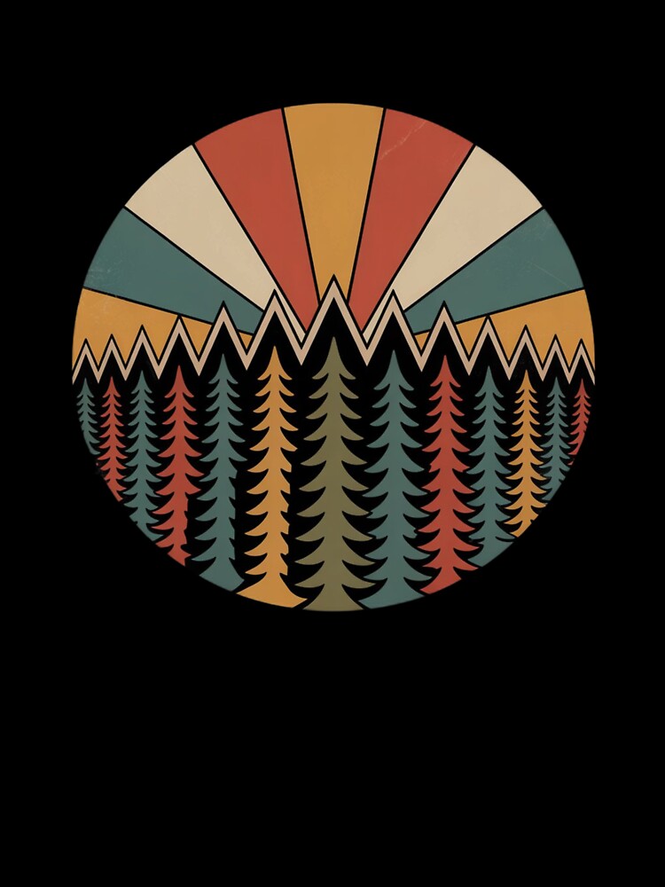 Retro Forest Burst | Vintage Sunset Tree Line T-Shirt Design by sadman73