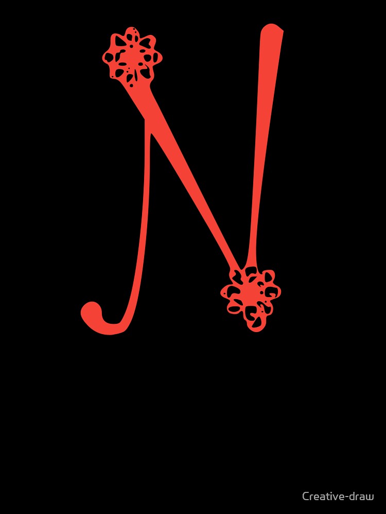 Floral Initial monogram N by Creative-draw