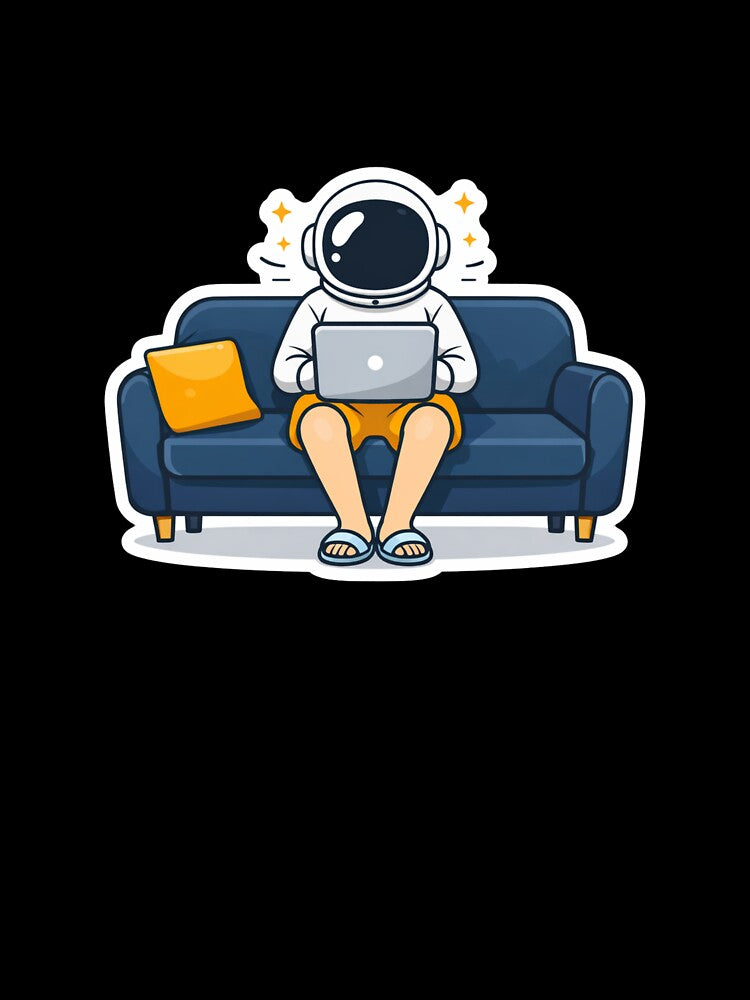 Astronaut Working From Home Laptop Remote Work Funny Design by ZYNORAworld