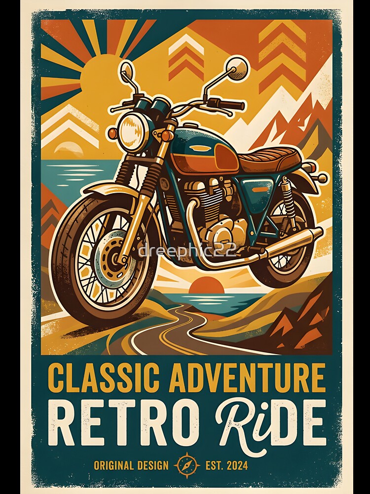 Vintage Adventure Retro Motorcycle Art Aesthetic by dreephic22