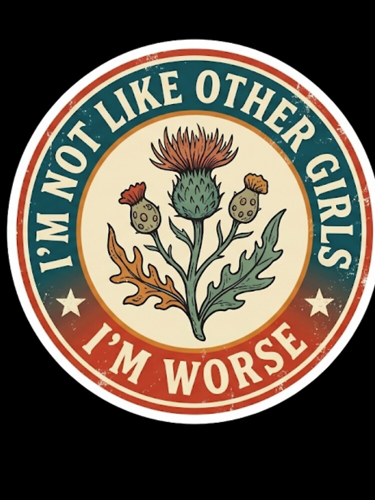 I’m Worse Retro Thistle Sticker by veloraastudio
