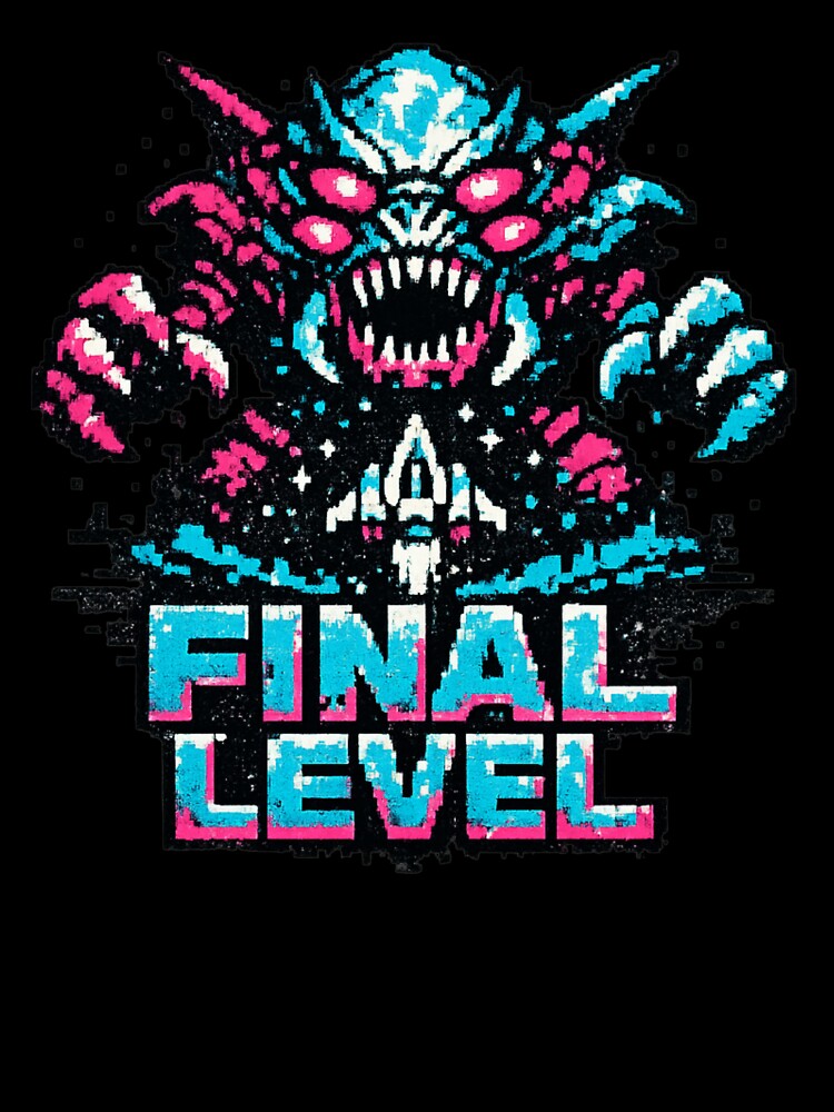 Final Level Neon Boss Monster – Retro Arcade Gaming Design by JonelCrafts