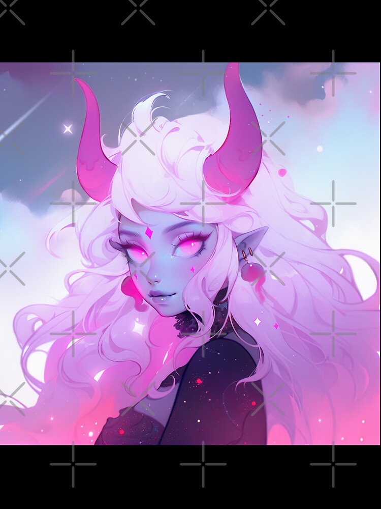 Soft Pink Cute but Creepy Demon Anime Girl by bubblegoth