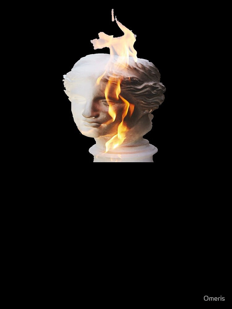 vaporwave fire statue by Omeris