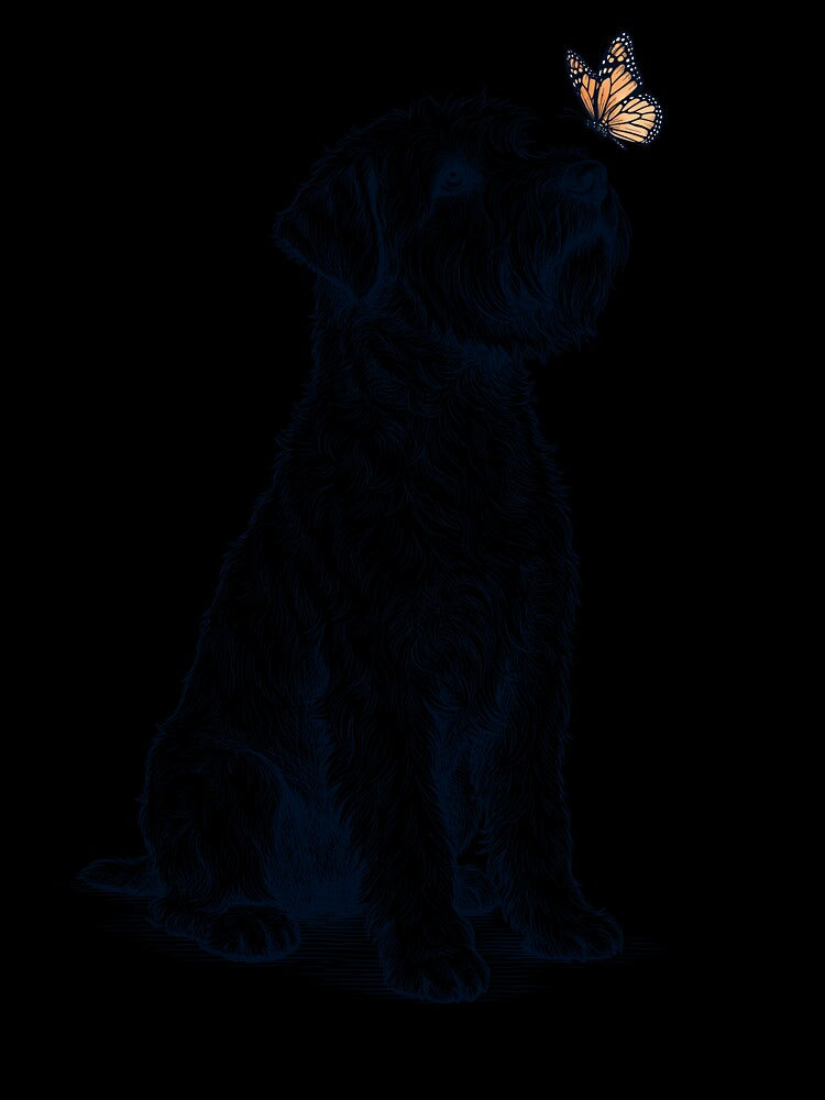 Vintage Soft Coated Wheaten Terrier with Butterfly Dog Lover by DoodleTortle
