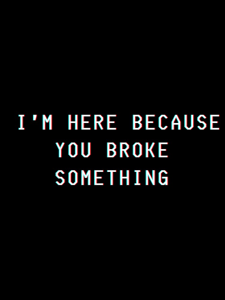 I'm here beacause you broke something. by Kubala