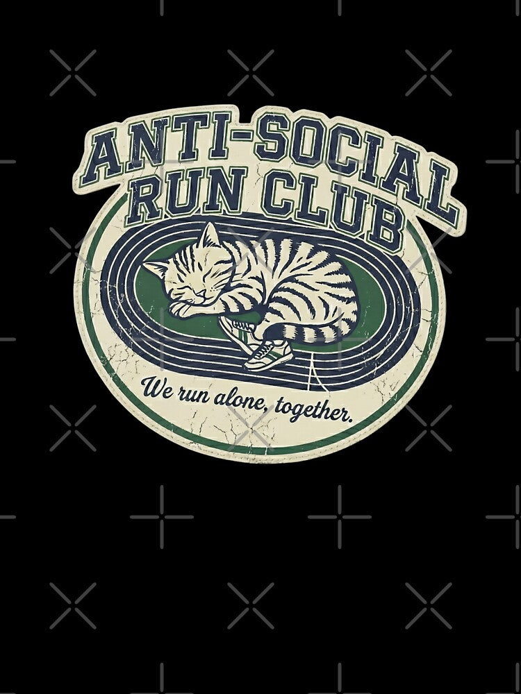 Anti-Social Run Club Cat | Vintage Retro Introvert Sleeping Tabby by rockyRG