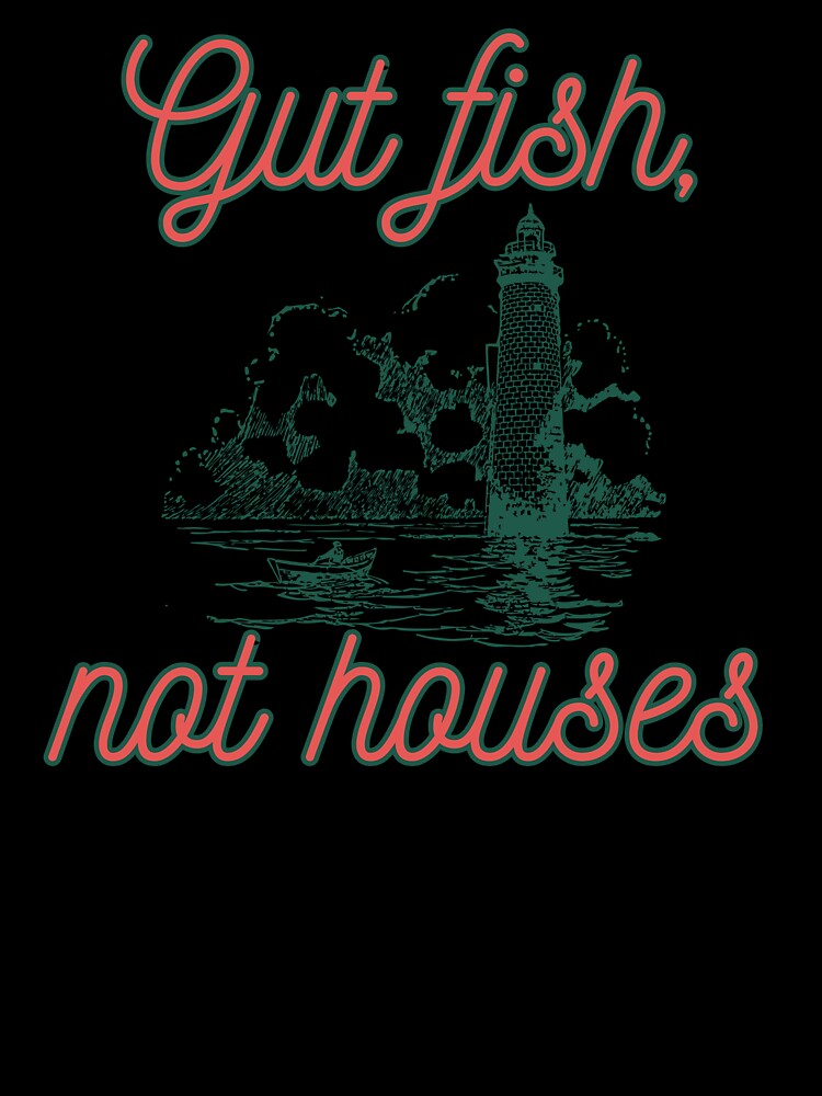 Cream Green Vintage Coastal Breeze Gut Fish, Not Houses Coastal Conservation by faridman
