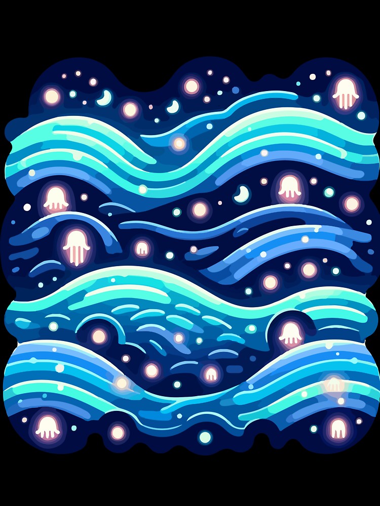 Enchanted Ocean Waves and Luminous Jellyfish by OniumEth