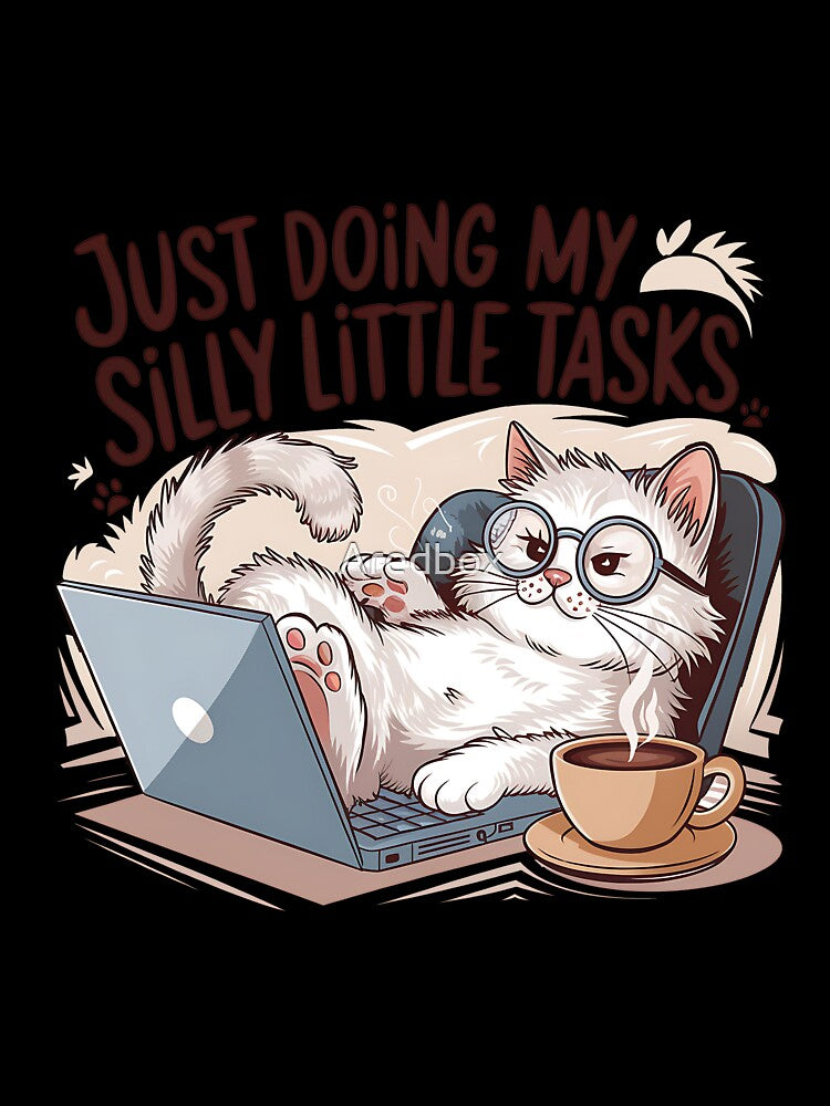 Lazy Cat Working from Home - Funny Productivity Meme by Aredbox