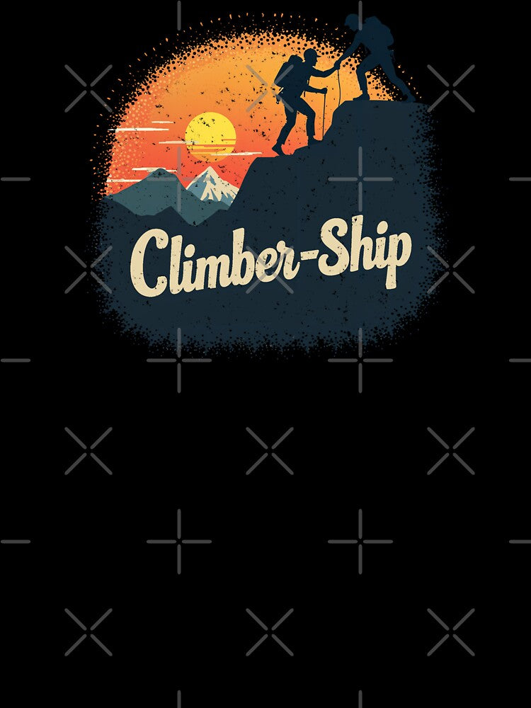 ClimberShip Teamwork Reaches New Heights at Sunset (Washed and Worn Look) by JumpJammiesTees