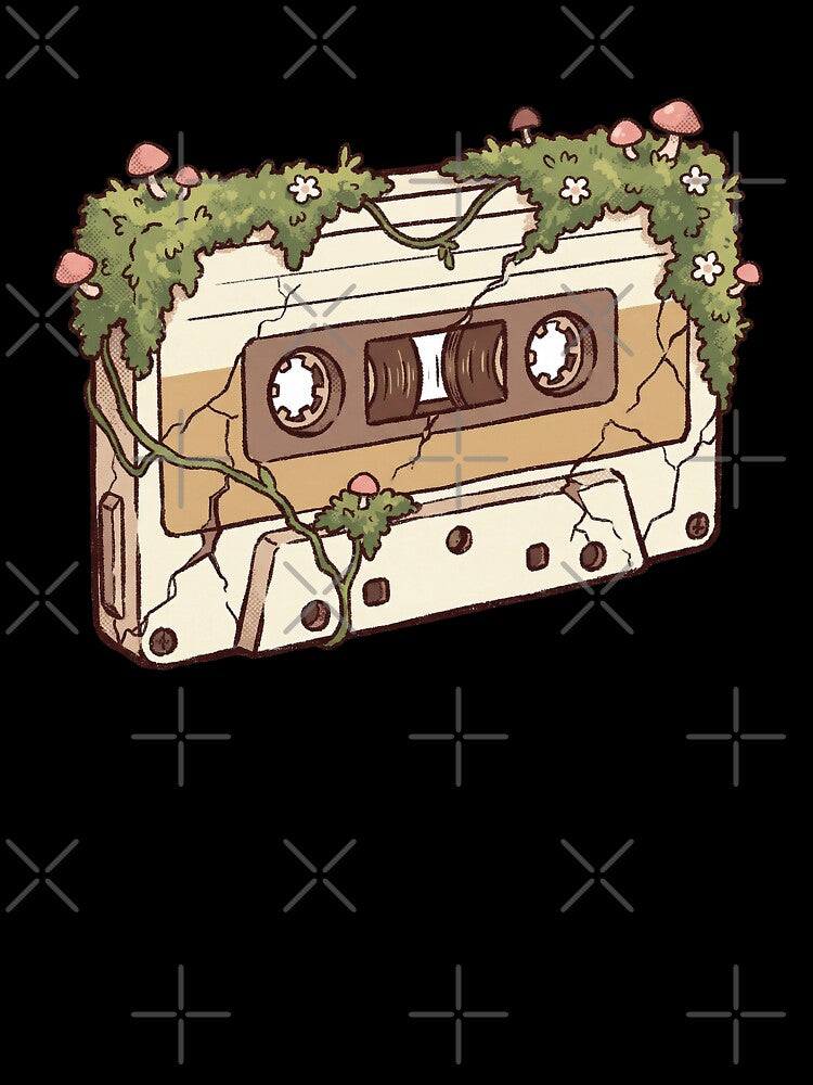 Mossy Cassette Vintage Tape Overgrown with Mushrooms and Vines by Magnificent Lizard