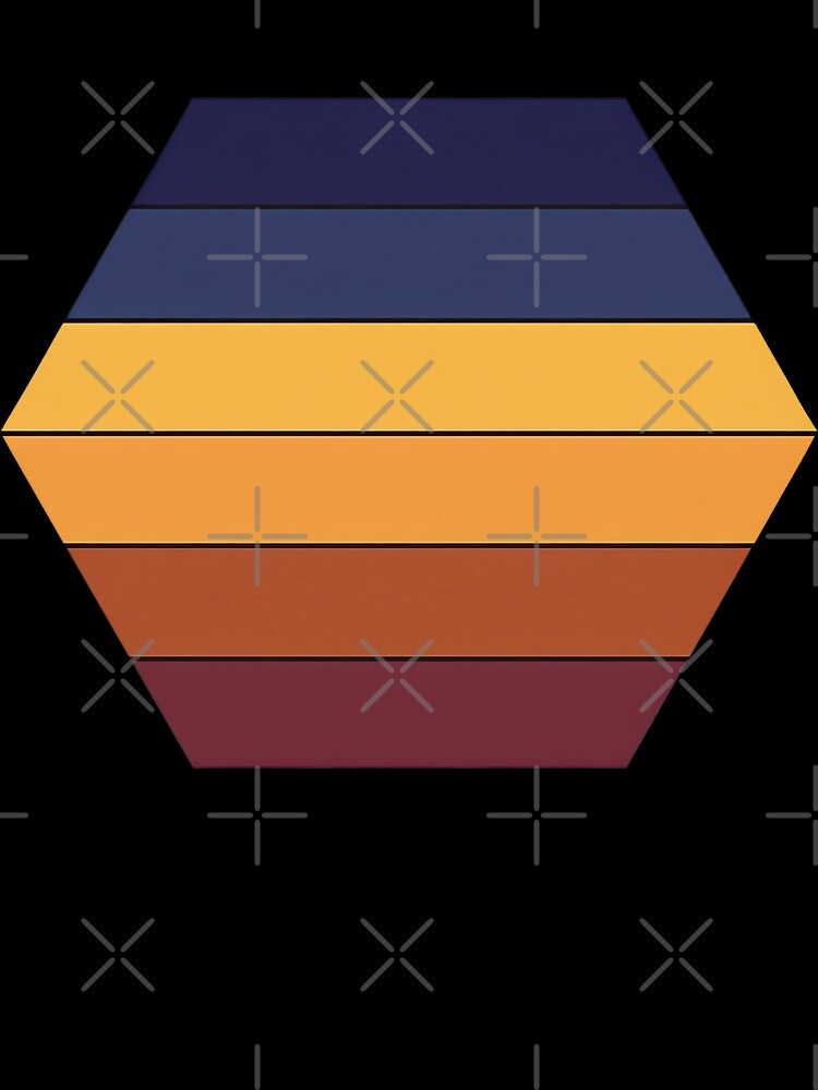 Retro Hexagon Sunset with Warm Gradient Stripes by ArtfulWeave