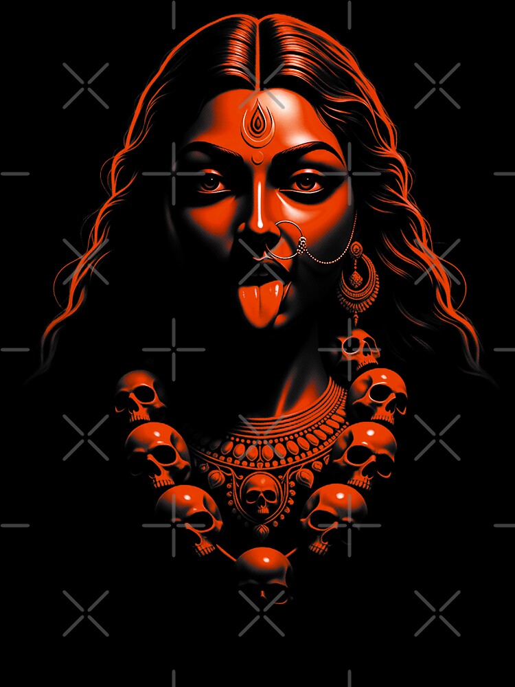 Kali Goddess Dark Aesthetic Skull Art | Red Black Divine Streetwear Design by thepixfactory