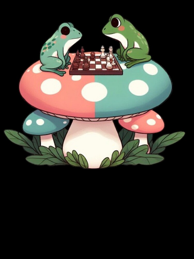Chess Frogs on Mushroom – Whimsical Design by Dogandesighn
