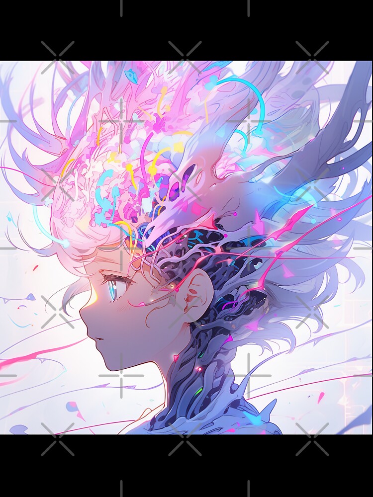 Bright Pink Surreal Alien Cyberpunk Anime Girl by bubblegoth