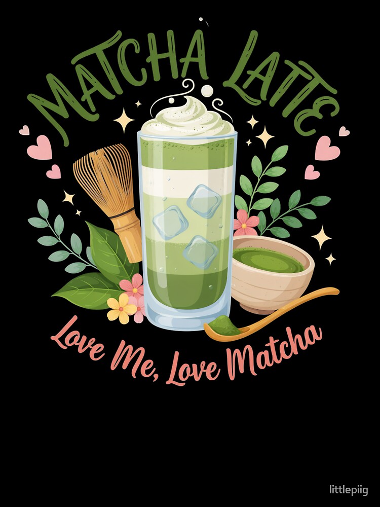 Cute Matcha Latte | Kawaii Green Tea Illustration by littlepiig