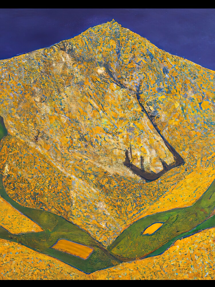 Golden Yellow and Blue Mountain Peak by shiitakicats