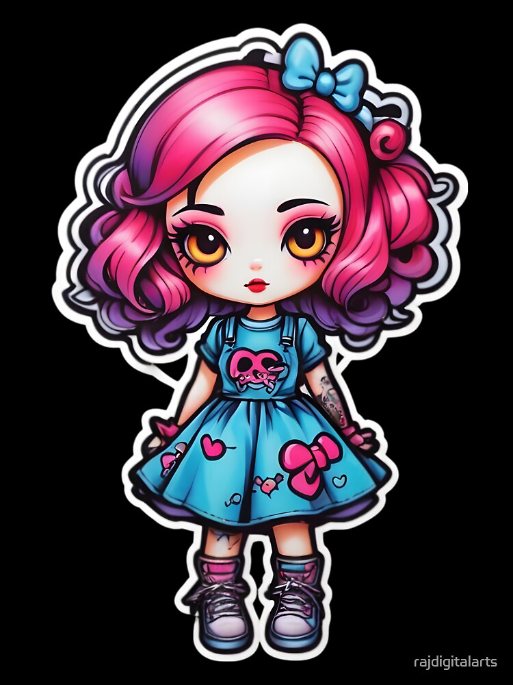 gothic girl stickers by rajdigitalarts